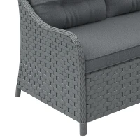 Outsunny 4-Piece Wicker Patio Furniture Set with 2 Armchairs, Loveseat, Glass Coffee Table, Conversation Sofa Set, Dark Grey(m-13)
