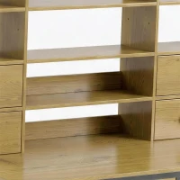 HOMCOM Escritorio de ordenador con 4 cajones, 105 x 60 cm, escritorio con almacenamiento, estantes abiertos, 105 x 60 cm, madera natural(m-8)