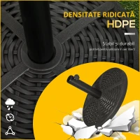 Outsunny Baza de umbrela de gradina  rotunda cu efect de ratan ø45cm, baza cu greutate de 9,5 kg, negru(m-6)