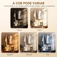 HOMCOM Charriot com Prateleira para Sapatos Barras Superior e Laterais Estrutura de Metal 80x44x140 cm Madeira e Cinzento(m-9)
