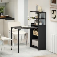 HOMCOM Folding Shelf and Work Table - Black(m-9)