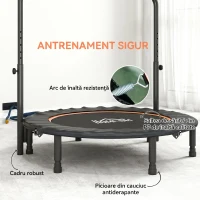 HOMCOM Trambulină Fitness Mini Pliabilă 45", cu Mâner Reglabil din Spumă, Portocaliu(m-6)