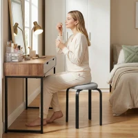 HOMCOM Stapelhocker Set mit 4 Stück, Moderne Gepolsterte Runde Hocker ohne Rückenlehne für Küche, Esszimmer, Grau(m-8)