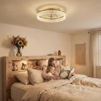 HOMCOM Ceiling Fan with Lights, Dimmable LED Mount Ceiling Fan Light with Remote App Control for Bedroom, Gold Tone(m-9)