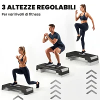 SPORTNOW Stepper Aerobico Regolabile, Altezza 15/20/25 cm con Supporti(m-4)