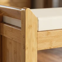 HOMCOM Shoe Bench 2-Tier Boot Section Entryway Storage Bench Cushioned Seat 80 x 30 x 50 cm Natural and Cream(m-12)