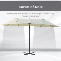 Outsunny Umbrela dubla din poliester Anti-UV impermeabil bej 440x270x250cm(m-7)
