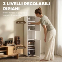 HOMCOM Mobile Multimediale Slim a 5 Ripiani con Ripiani Regolabili, Bianco(m-5)