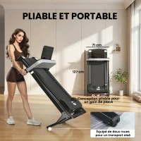 Tapis de Course Electrique Pliable - Aosom.fr x FFHandball - Tapis Roulant 1-12 Km/h 500 W écran LCD 12 programmes Noir(m-5)