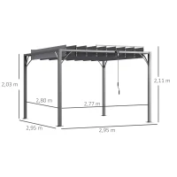 Outsunny Pergola 3 x 3 m bioclimatique pergola avec lames orientables style contemporain UV 50+ aluminium - gris(m-3)