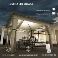 Outsunny Pavilion 3,3x3,3m rezistent la apă pop-up pliabil cu LED, acoperiș dublu, plasă anti-țânțari, 4 părți laterale, geantă(m-7)