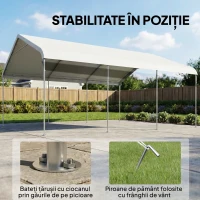 Outsunny Garaj 5x6m, Portabil, Cadru din Oțel Galvanizat pentru Mașini/Camioane, Crem(m-7)