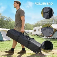 Outsunny Tonnelă pavilion de grădină pop-up pliabilă oțel poliester plase de țânțari + geantă de transport cu roți kaki maro(m-4)