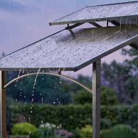 Outsunny Foisor de Gradina pentru Gratar din Otel Acoperis Dublu si Rafturi(m-8)