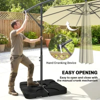 Outsunny 3m Overhanging Parasol, with Base, Weights and Cover - Sand brown(m-4)