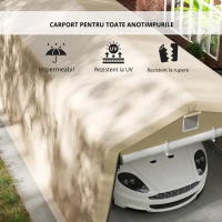 Outsunny Tenta garaj carport dim. 6,2L x 3,3l x 2,4H m oțel galvanizat robust PE de înaltă densitate 150 g/m² impermeabil anti-UV(m-8)
