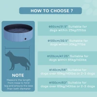 PawHut Foldable Dog Pool for Puppies and Ducks, Thickened PVC Dog Paddling Pool Bath Tub Hard Board, Anti-Slip Bottom and Drainage Hole, 100 x 30cm, Blue(m-8)