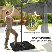 Outsunny 3m Overhanging Parasol, with Base, Weights and Cover - Dark Grey(m-4)