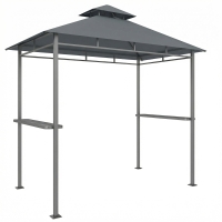 Outsunny Grillpavillon 2,4 x 1,4 m, Windfest Grillüberdachung mit Doppeldach Lüftungsöffnung Seitenregalen
