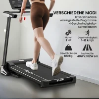 HOMCOM Tapis de Course Electrique Pliable Tapis Roulant 1-12 Km/h 500 W écran LCD 12 programmes Noir(m-4)