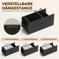 HOMCOM Aktenschrank mit Schubladen, Abschließbar Aufbewahrungsschrank mit Bücherregal für A4, Letter und Legal-Formate, Schwarz(m-5)