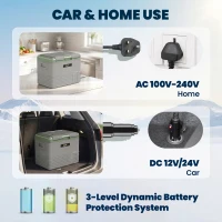 Outsunny 40L Portable Car Refrigerator - Light Green and Grey(m-6)