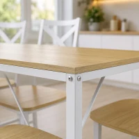HOMCOM Conjunto de Mesa y Comedor con 4 Sillas, Mesa de Cocina con Sillas para 4 Personas, Madera Natural y Blanco(m-8)