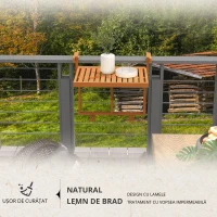 Outsunny Masă Suspendată de Exterior, Masă Reglabilă pentru Balustradă, Blat Suport cu Montare pe Perete, 68x65x40,5-55 cm, Tec(m-5)