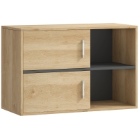 HOMCOM Móvel Auxiliar Casa de Banho Móvel para Casa de Banho de Parede com Compartimentos Abertos e 2 Portas 80x35x57,5 cm Madeira