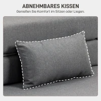 HOMCOM Bodensofa, Polstercouch, in Matratze umwandelbar, Schaumstoff, Kissen, Grau(m-6)