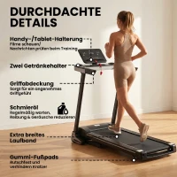 HOMCOM Tapis de Course Electrique Pliable Tapis Roulant 1-12 Km/h 500 W écran LCD 12 programmes Noir(m-7)