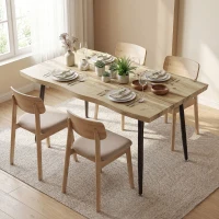 HOMCOM Esstisch für 4 Personen, 110 cm Nordischer Rechteckiger Küchentisch mit Stahlbeinen für Wohnzimmer und Esszimmer, Eiche(m-10)