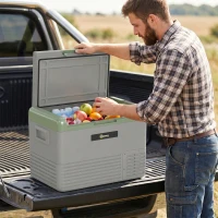 Outsunny 40L Portable Car Refrigerator - Light Green and Grey(m-9)
