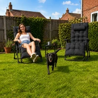 Outsunny 2 Piece Reclining Zero Gravity Sun Loungers with Cushions, Black(m-2)