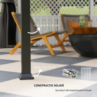 Outsunny Pavilion de grădină, pavilion metalic, impermeabil, rezistent la UV, pavilion pentru terasă cu pereți din plasă și perdele, gri închis(m-7)