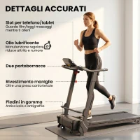 HOMCOM Tapis Roulant Elettrico Pieghevole Salvaspazio, Velocità 14km/h, Monitor LCD 5 Programmi e Presa USB, per Casa e Ufficio, Motore 750W, Nero(m-6)