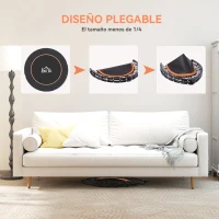 HOMCOM Cama Elástica Plegable Ø114 cm con Mango Ajustable Marco de Acero para Entrenamiento Piernas Cuerpo Naranja y Negro(m-5)
