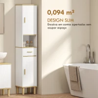 HOMCOM Coluna Estreita para Casa de Banho com Prateleiras Ajustáveis, Gaveta e Compartimento Aberto, 31,5x29,7x171,5 cm, Branco(m-4)