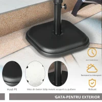 Outsunny Suport Baza pentru Umbrele de Gradina din Beton de 11 kg, Greutate Patrata pentru Suport de Umbrela de Masa in Aer Liber, Negru(m-7)