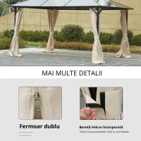 Outsunny 4 perdele de rezervă pentru pavilioane 3x3m, rezistente, pentru stâlpi și șine glisante, fermoar dublu, bej(m-4)