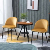 HOMCOM Pack de 2 Sillas de Comedor Tapizadas en Terciopelo con Respaldo Acolchados Patas de Metal Carga 90 kg 49x50x77 cm Camel(m-10)