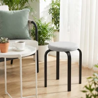 HOMCOM Stapelhocker Set mit 4 Stück, Moderne Gepolsterte Runde Hocker ohne Rückenlehne für Küche, Esszimmer, Grau(m-9)