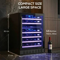 HOMCOM Cantinetta Vino Doppia Temperatura 5–18 °C 46 Bottiglie 131L con Porta in Vetro Temperato Triplo, Nero(m-3)