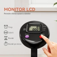 HOMCOM Mini Trambulină Fitness Ø102 cm cu Mâner Reglabil, Trambulină Elastică Pliabilă, Negru(m-7)