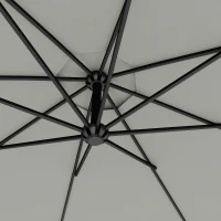 Outsunny 3m Overhanging Parasol, with Base, Weights and Cover - Light Grey(m-11)