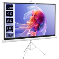 HOMCOM Beamer Leinwand mit Stativ 186 x 105 cm 84 Zoll 16:9 HD 4K Rollo-Leinwand(m-12)