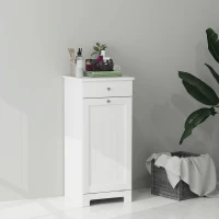 HOMCOM Armário de Casa de Banho com Cesto de Roupa Suja Basculante Móvel para Roupa Suja com Saco de Tecido Dobrável e Gaveta Branco 40x38x90 cm(m-10)