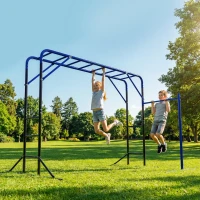 AIYAPLAY Klettergerüst Outdoor Kletterturm mit Turnstange Klimmzugstange für 3-8 Jahre Kinder bis 150kg 250x190x180 cm Schwarz(m-10)