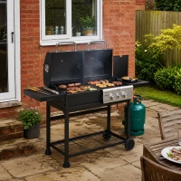 Outsunny Dual Fuel BBQ Grill - Black(m-2)