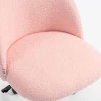 HOMCOM Draaibare bureaustoel van teddy-fleece, in hoogte verstelbaar, met wielen, comfortschuim, roze(m-11)